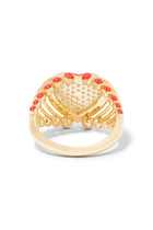 The Red Heart Moment Ring, 18k Yellow Gold With Enamel & Diamonds
